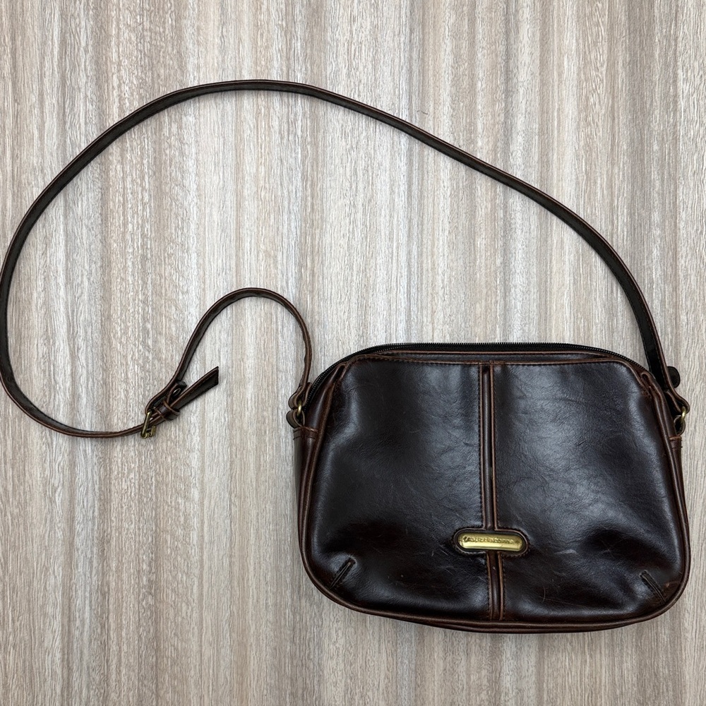 Liz Claiborne Dark Brown Leather Crossbody Bag